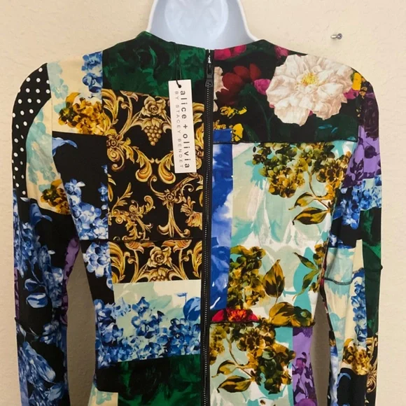 Alice + Olivia Delora Mixed Print Knit Dress - Size 4 - Picture 6 of 9